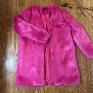 Pink faux fur coat